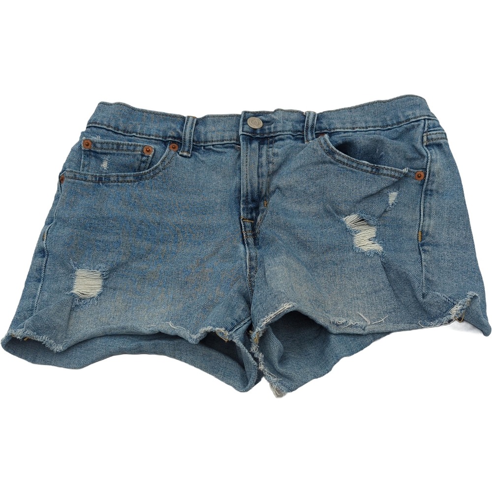 Gap Denim 3 Inch Short Medium Wash Distressed Raw Hem Blue Jean Shorts Size 28